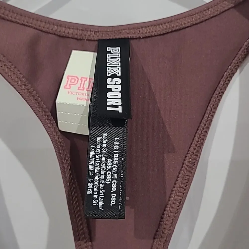 PINK Victoria's Secret SZ L Gym to Swim Sports Bra Twist Front Racer Back Blush
